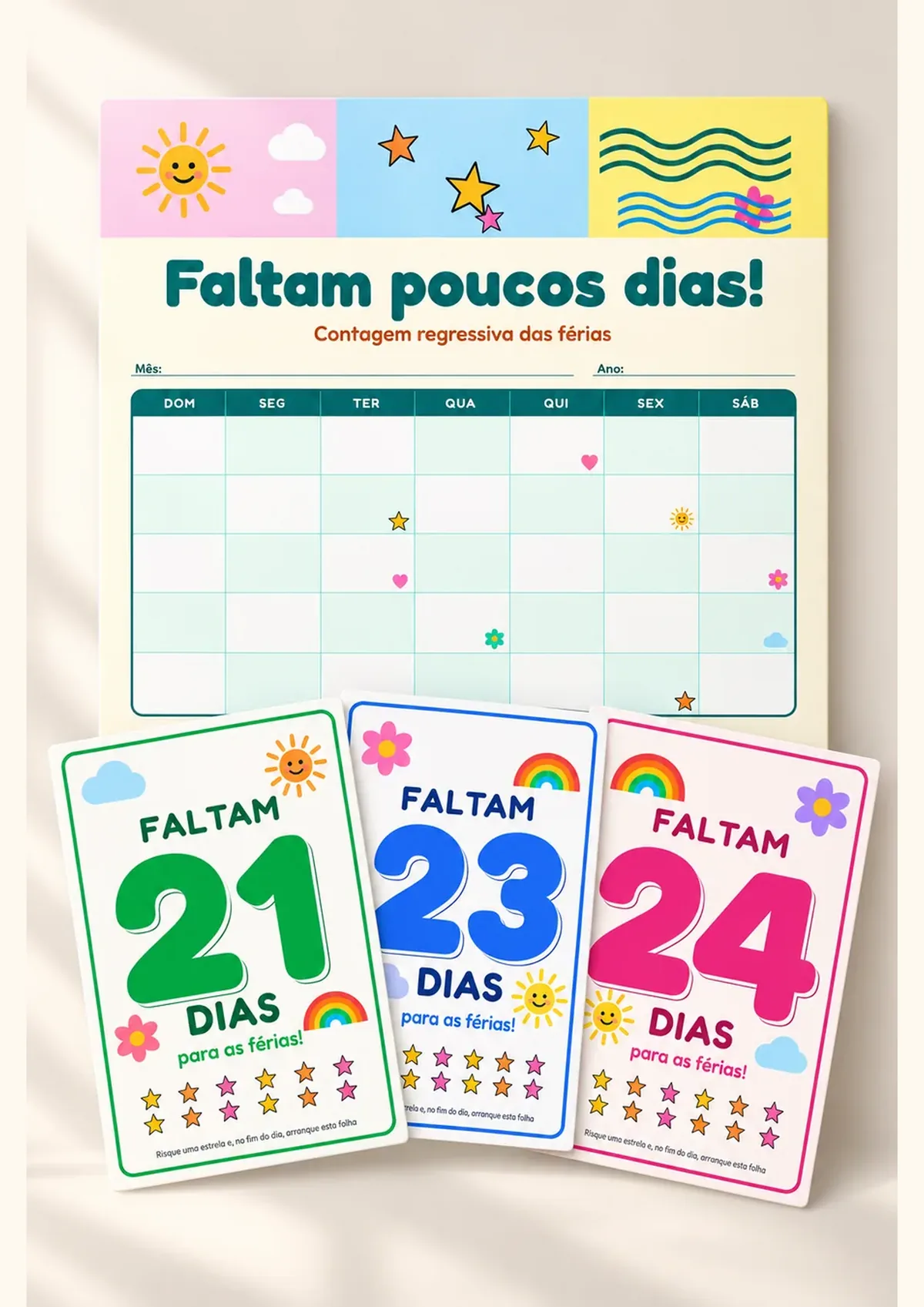 Página real do PDF Faltam Poucos Dias: capa com o fundo do mural e as folhas 21, 23 e 24