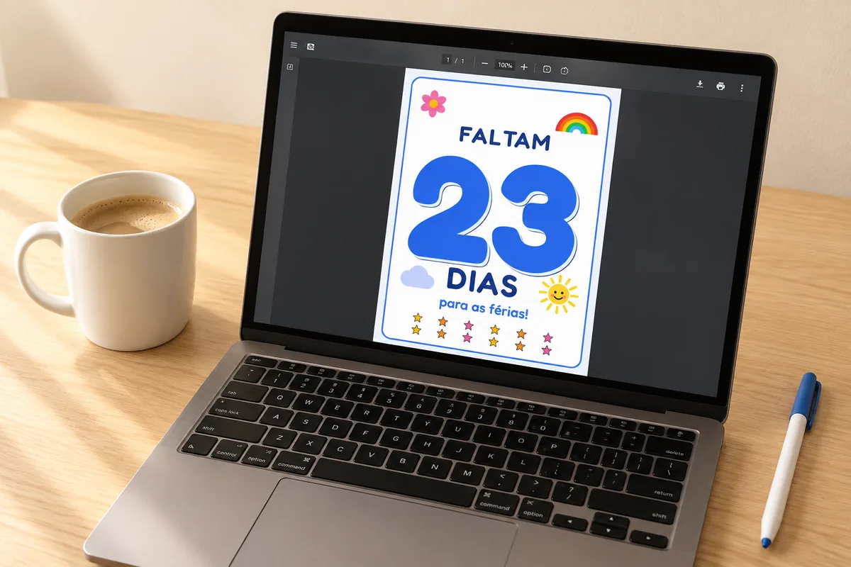 Ilustração de um notebook baixando um arquivo PDF